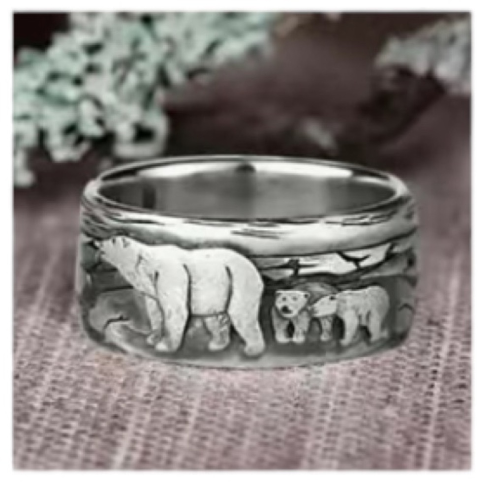 Silver Polar Bear Baby and Adult Ring - Picture 3 of 3